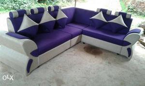Purple And White Velvet Sectional Sofa