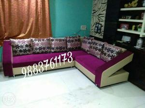 Purple Linen Corner Sofa
