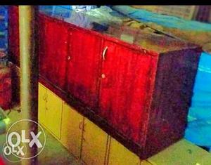 Red And Yellow Wooden Cupboards