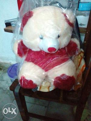 Red nd cream mixed teddy...