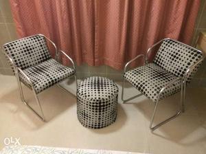 Solid stainless steel 2 chairs with matching