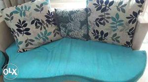 Teal And White Floral Sectional Sofa