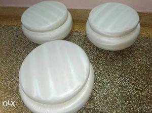 Three White Ceramic Jars