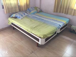 White And Brown Single two Beds with sleepwell mattresses