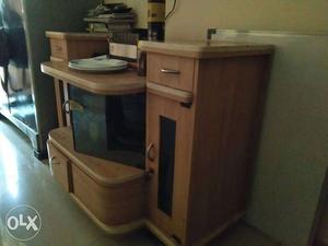 Flat Screen Television With Brown Wooden Hutch