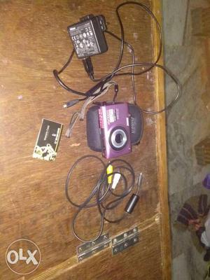Purple Nikon Digital Camera Set Wtih Case