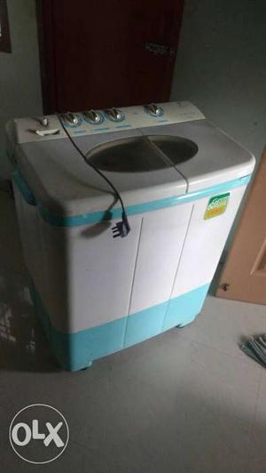 White And Teal All-in-one Clothes Washer And Dryer