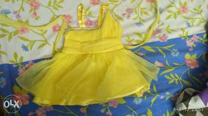 Baby Girl Yellow One-shoulder Dress (0-12 months)
