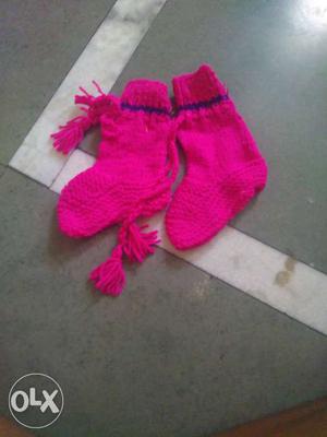 Baby's Pink Knit Socks
