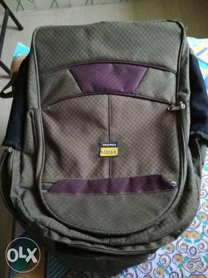 Gray And Purple Zip Backpack