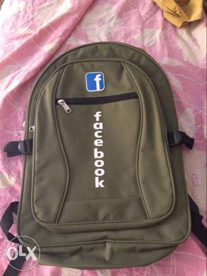 Gray Facebook Print Backpack