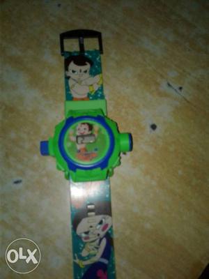 Green And Blue Watch With Silicone Strap