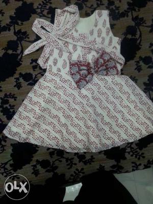 Latest designer bagh print frock for 3 years baby