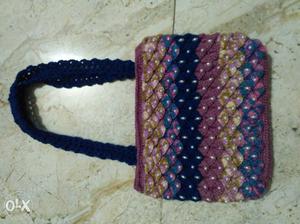 Multicolor Handmade woollen Hand bag