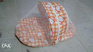 Orange And White Checked Hello Kitty Travel Bed