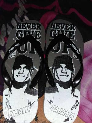 Pair Of Black And Grey John Cena Never Give Up Print Rubber