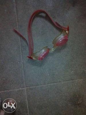 Pink And White Swimming Goggles