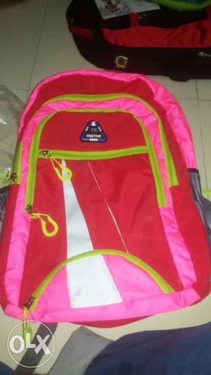 Pink, Red, And White Backpack