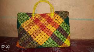 Red, Green, And Yellow Knitted Bag