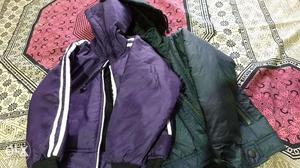 Two children jackets not used, 3 to 4 year old suitable