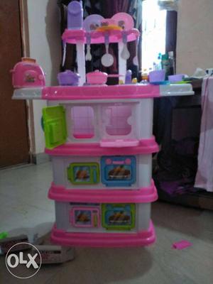 White And Pink Plastic Kitchen Playset