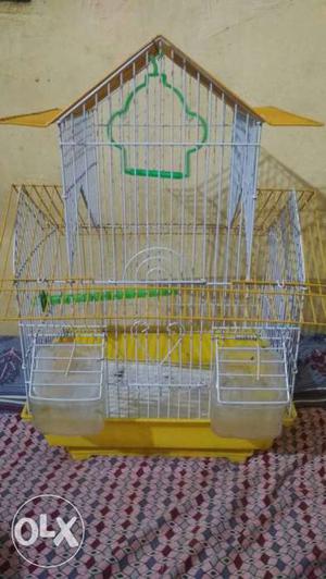 White And Yellow Birdcage