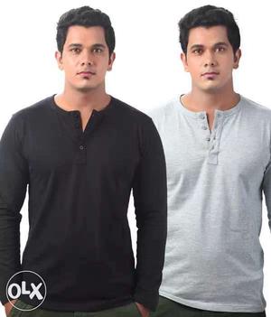 4 henley T shirts at Rs.680. sizes