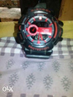 Black And Red G-Shock Casio Sports Watch With Strap