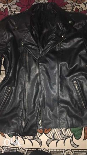 Black Leather Full Zip Jacket