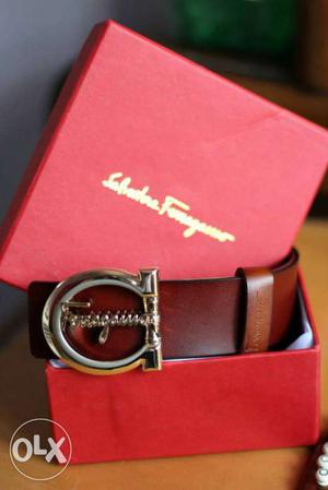 Brown Leather Salvatore Ferragamo Belt With Box