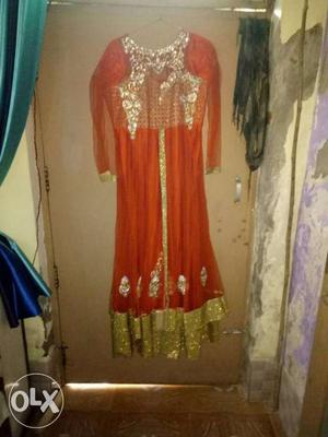 Gold-colored And Orange Anarkali