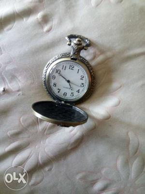 Gray And White Pocket Watch