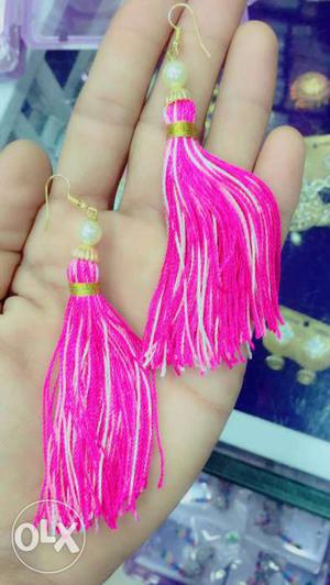 Pair Of Pink-and-gold Hook Earrings