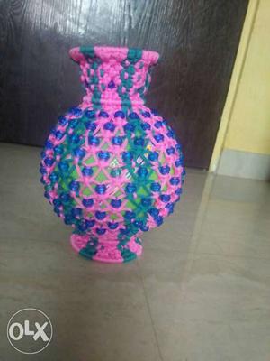 Purple And Blue Crochet Vase