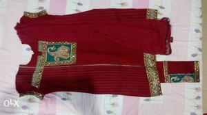 Red And Gold-colored Salwar Kameez