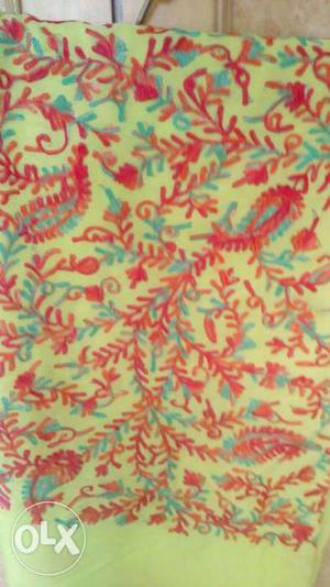 Red And Yellow Floral Print Textile