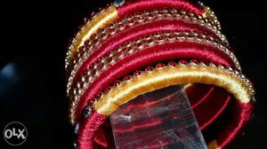 Red And Yellow Silk Thread Bangles