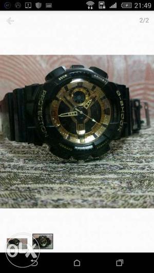 Round Black Casio G-Shock Digital Chronograph Watch With