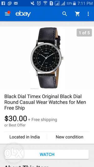 Round Black Dial Timex Original Watch Screenshot