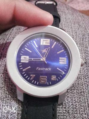 Round White Fastrack Chronograph Watch With Black Strap