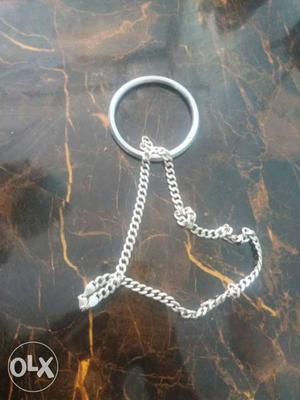 Silver Chain Necklace With Silver Ring