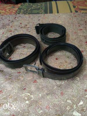 Three Black Leather Belts