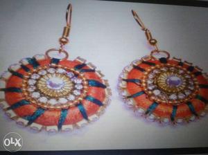 Two Red-and-brown Drop Earrings