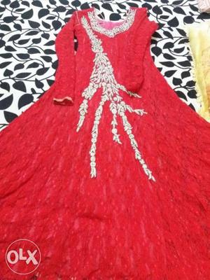 Women's Red Long Sleeved Dress