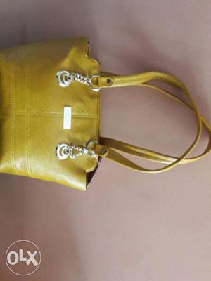 Women's Yellow Leather Tote Bag