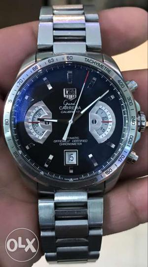Black And White Tag Heuer Chronograph Watch