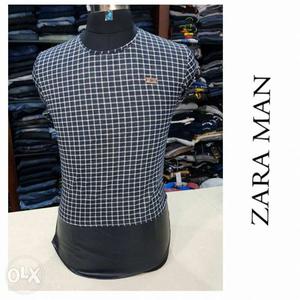Black And White Zara Man Sleeveless Top