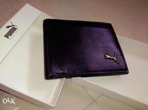 Black Puma Leather Bifold Wallet With Box