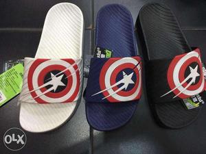 Black,white And Blue Captain America Logo Themed Flip flops