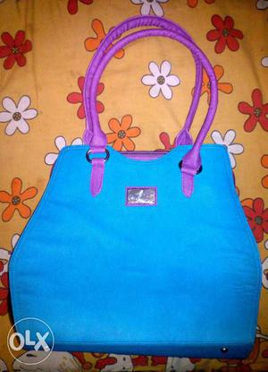 Blue And Purple Leather Handbag